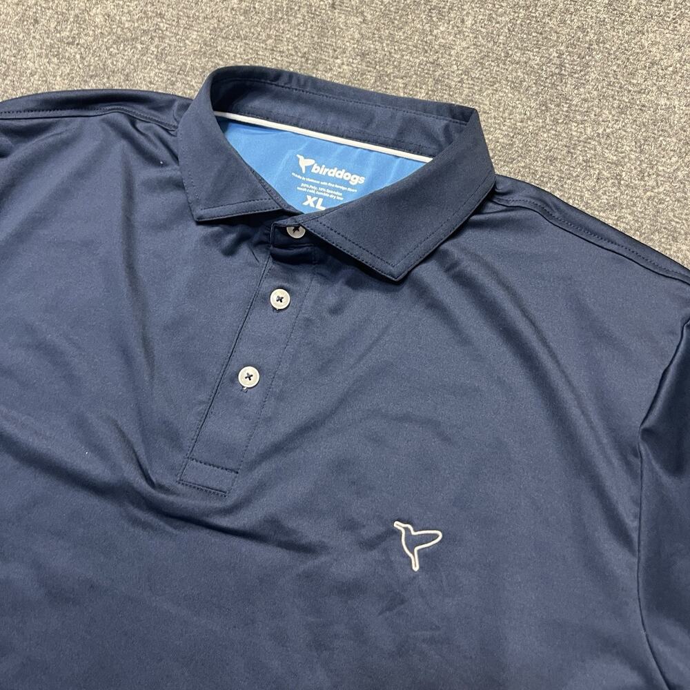 Birddogs Polo Shirt Mens XL Blue No Flop Golf Performance Lined Heavy